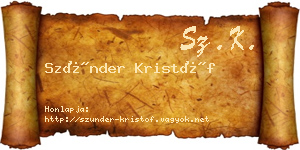 Szünder Kristóf névjegykártya